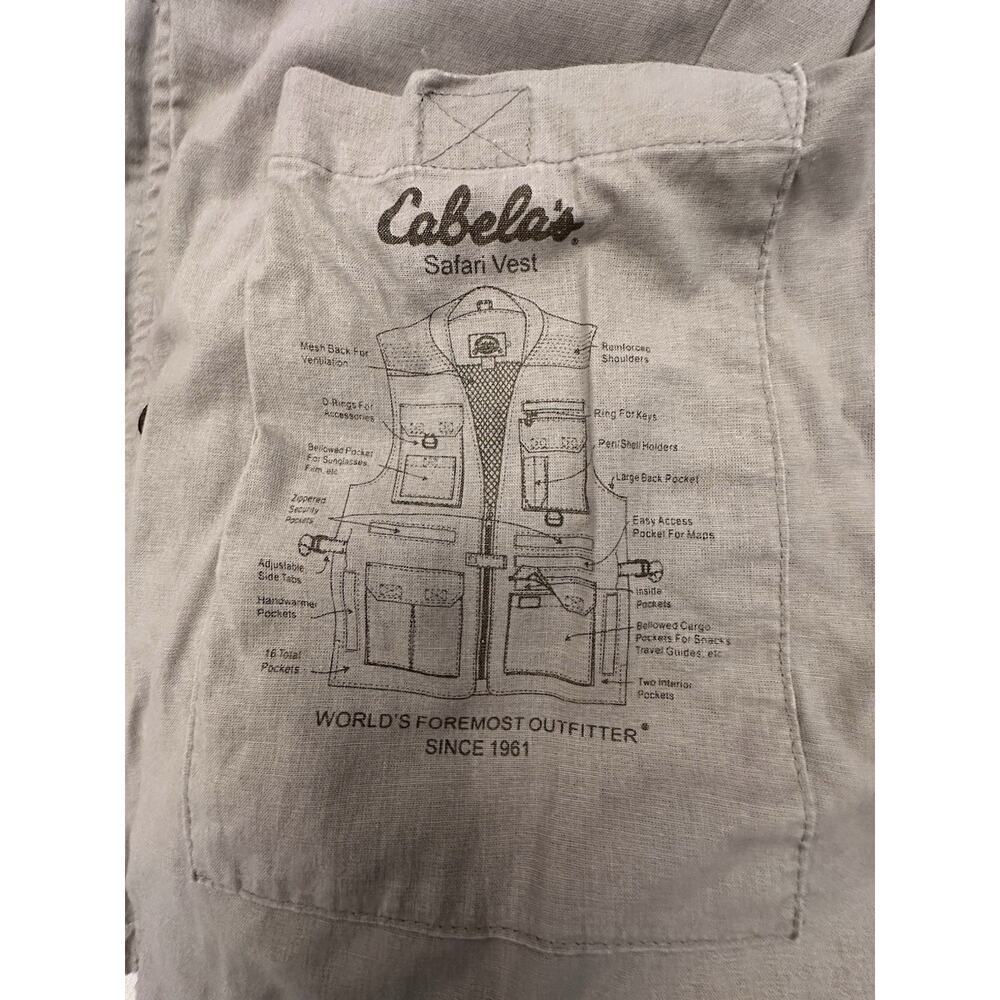 Cabelas Safari Series Vest Mens Large Tan Fishing Hunting Hiking Utility Cargo - Picture 4 of 11